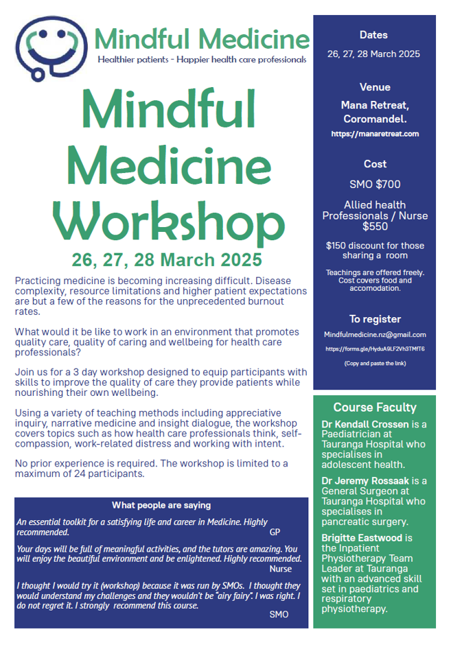 Mindful Medicine Workshop flyer 26 - 28 March 2025