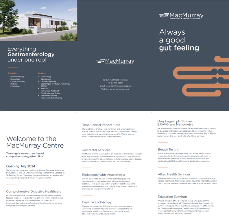 Brochure on MacMurry Gastroenterology Services in Tauranga